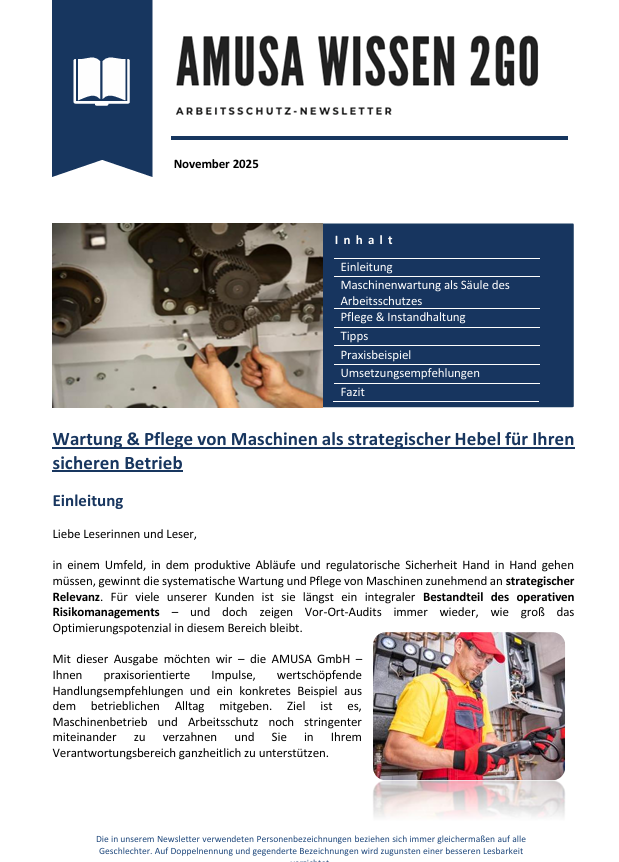 Wartung & Pflege von Maschinen